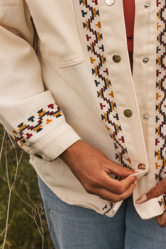 Veste Chemise Femme Beige Aztèque - Vitabohem